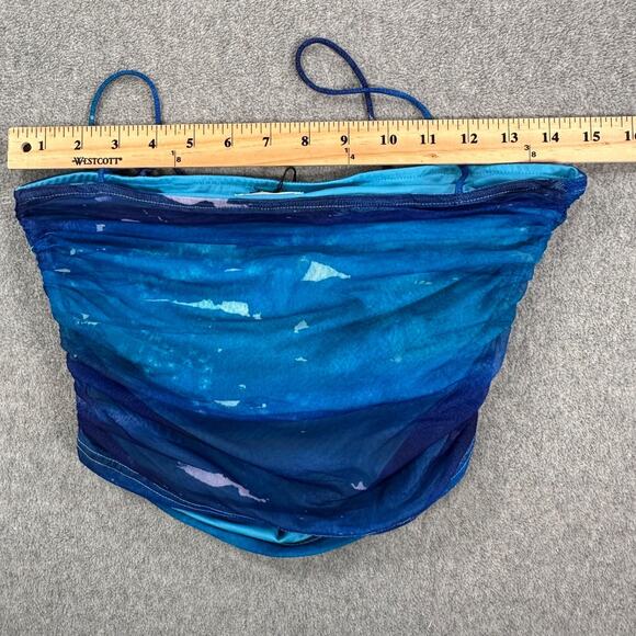 Superdown Lissie Ruched Cami Tank Top Size Small Blue Mesh Spaghetti Strap Fairy - Picture 10 of 10